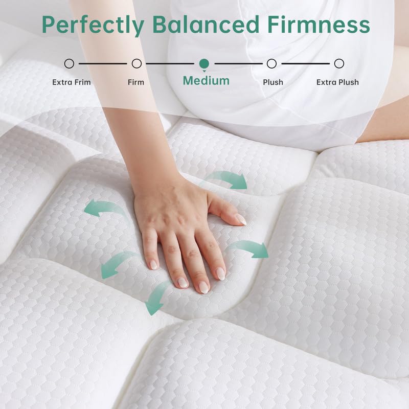 DEHIJU Queen Size Mattress, 10 Inch Hybrid Memory Foam Queen Mattress in a Box with Individual Pocket Spring for Motion Isolation & Pressure Relief, Medium Firm, CertiPUR-US DEHIJU