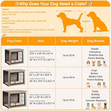 Yaheetech 27.5'' Dog Crate Furniture with Cushion Wooden Dog Crate with Double Doors/Adjustable Feet Side End Table for Small/Medium Dogs, Greige Yaheetech
