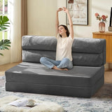 JUIKURY Folding Sofa Bed, Convertible Sleeper Chair with Pilow Foldable Matress, 2 in 1 Pull Out Loveseat Sofa Portable Fold Out Chair Bed Floor Couch Lounge for Living Room Bedroom (Grey, Full) JUIKURY