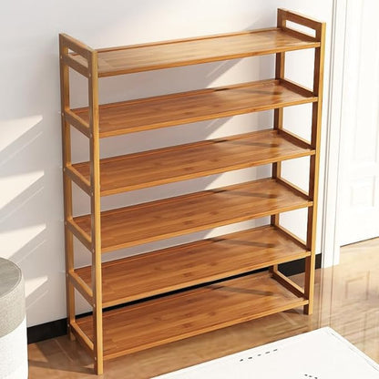 6 Tiers Natural Bamboo Shoe Rack (26.77 x 9.84 x 35.43)"(L x W x H)