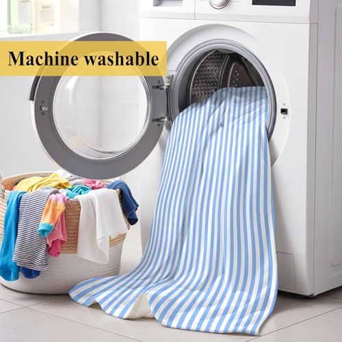 Light Blue Stripe Throw Blanket,Soft Cozy Flannel Blankets Modern Minimalist Style Plush Bedding Throws Lightweight Fleece Blanket for Bed Sofa Couch Home Decor 40x50in Quibro Zynth