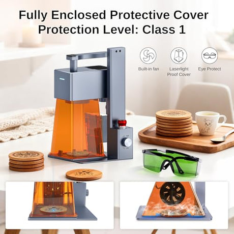 Raymoto Laser Engraver Machine, 20W (20000mW) Diode Laser Cutter, 2000mm/s High-Speed Laser Portable & Handheld Desktop DIY Laser Engraving Machine for Wood, Metal, Paper, Acrylic, Leather, Glass Raymoto