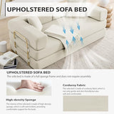 4-in-1 Folding Convertible Sofa Bed, 78 Inch Boneless Couch with Fixed-Shape Frame, Corduroy Loveseat Sleeper with Pull Out Bed, Floor Sofa Modular Futon Couch for Living Room Bedroom Lounge (Beige) ivoros