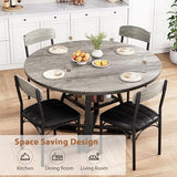 Round Dining Table Set for 4, Kitchen Table and Chairs for 4, Circle Table Round Pedestal Dining Room Dinner Dinette Table Set,5 Piece Space Saving Wood Kitchen & Dining Room Tables (Grey, 42In) Jocoevol