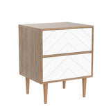 HOPUBUY Nightstands Set of 2 with Rattan Drawer, Modern Night Stand for Bedrooms, Wooden 2 Drawer Bedside Table Side Table for Small Place Living Room and Bedroom (Brown, 2 drawers 2 Pack) HOPUBUY