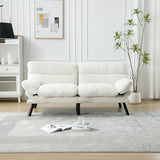 70“Futon Sofa Bed, White Convertible Folding Futon Small Couch Breathable Small,Upholstered Double Loveseat Bed for Compact Living Studio in Room and Bedroom, Offices, Dorm (White Teddy Velvet) Klwenas Maec