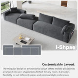 Domiqut 108”Modern Modular L-Shape Couch with Chaise, Modular Sectional Couches for Living Room, Deep Seat Boneless Sofa Bed, No Assembly Required Sleeper Sofa, Plush Corduroy Fabric, Dark Gray Domiqut