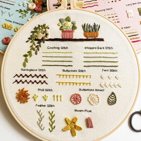 Myfilicity Embroidery Beginners Stitch Practice kit, 3 Embroidery Starter Kits, Learn 30 Different Stitching Techniques for Craft Enthusiasts to Hand-Stitch Fabric and Learn Embroidery Skills… Myfelicity