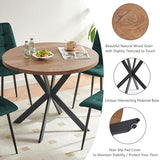 Homedot 37" Round Table Set for 4 Person, Modern Kitchen Table Set, Imitation Wood Dining Table with Space Saving Dining Chairs, Dark Green Velvet Side Chairs Homedot