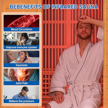 RESTISLAND 3 Person Infrared Sauna, Indoor Far Infrared Saunas for Home, 2240W Low EMF Canadian Hemlock Wooden Dry Sauna Room with 7 Chromotherapy Lamp, Bluetooth Speakers, 20 Amps RESTISLAND
