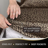 Martex Elegance 4-Piece Satin Sheets Set - Full Size, Leopard Print, Luxury Hotel Quality, Silky Soft & Smooth, Great for Hair & Skin Martex