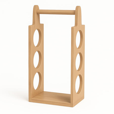 JB Home Collection Compact Wine Stand for 3 Bottles Preassembled Natural Bamboo Display for Counter or Bar JB Home Collection