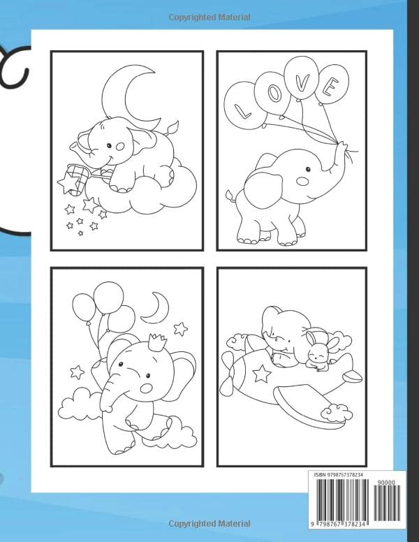 Elephant Coloring Book: Fun Animal Activity Pages for Kids with Cute Elephants | Suitable For Toddlers, Boys & Girls | Great Gift For Children Majosta