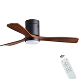 48" Recessed Ceiling Fan, Wooden Ceiling Fan with Lights with Remote Control, Indoor Outdoor Wooden Ceiling Fan with 3 Wooden Blades for Patio, Living Room, Bedroom, Hallway and More.…… dearnow
