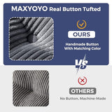 MAXYOYO 6" Futon Mattress Full Size, Tufted Futons Sofa Couch Bed with Twisted Rope Design Edging, Thick Corded Fabric Floor Mattress for Adults, Shredded Foam Filling (Frame Not Included), Dark Grey MAXYOYO