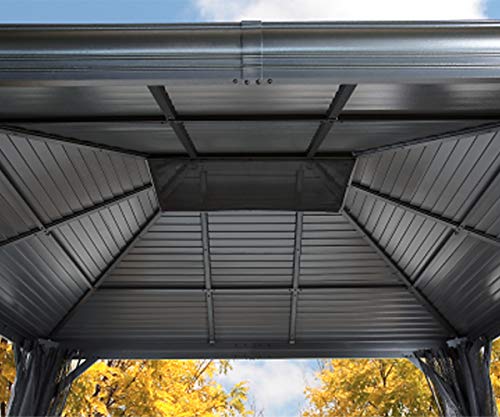 Sojag 10' x 12' Mykonos Double Roof Hardtop Gazebo Outdoor Weather-Resistant Aluminum Frame Sun Shelter Dark Grey Sojag