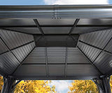 Sojag 10' x 12' Mykonos Double Roof Hardtop Gazebo Outdoor Weather-Resistant Aluminum Frame Sun Shelter Dark Grey Sojag
