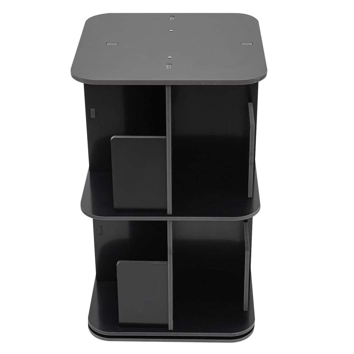 Wingderlier 2-Tier 360° Rotating Black Bookshelf - Space-Saving Stackable Storage Solution Wingderlier