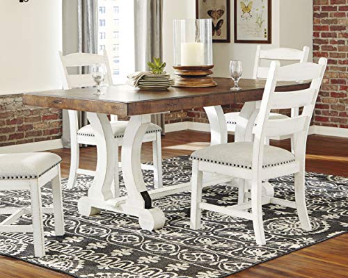 Signature Design by Ashley Valebeck Farmhouse Rectangular Extension Dining Table, Fits up to 8, White & Brown