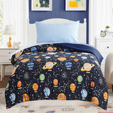 Toddler Bedding Set - 4 Pieces Toddler Comforter Set for Kids Boys, Glow in The Dark Space Bed in A Bag with Sheets Kaleido Space