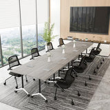 ZanyCajole Conference Room Table, Folding Conference Table with Silent Wheels, Modular Flip Top Mobile Training Tables for Office, Training Room, Meeting Rooms, School, 2-16 Person (10, Grey, 70.8in) ZanyCajole