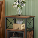 VECELO Nightstand Set of 2, End Table with Flip Drawer, Modern Night Stand for Bedroom Living Room, Office, Easy Assembly, 2 PCS, Brown VECELO