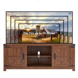 T4TREAM Farmhouse TV Stand for TVs Up to 75 inches, Wood Barn Door Media Television Console Table with Storage Cabinets, Easy Assembly Modern Entertainment Center for Living Room, Reclaimed Barnwood T4TREAM