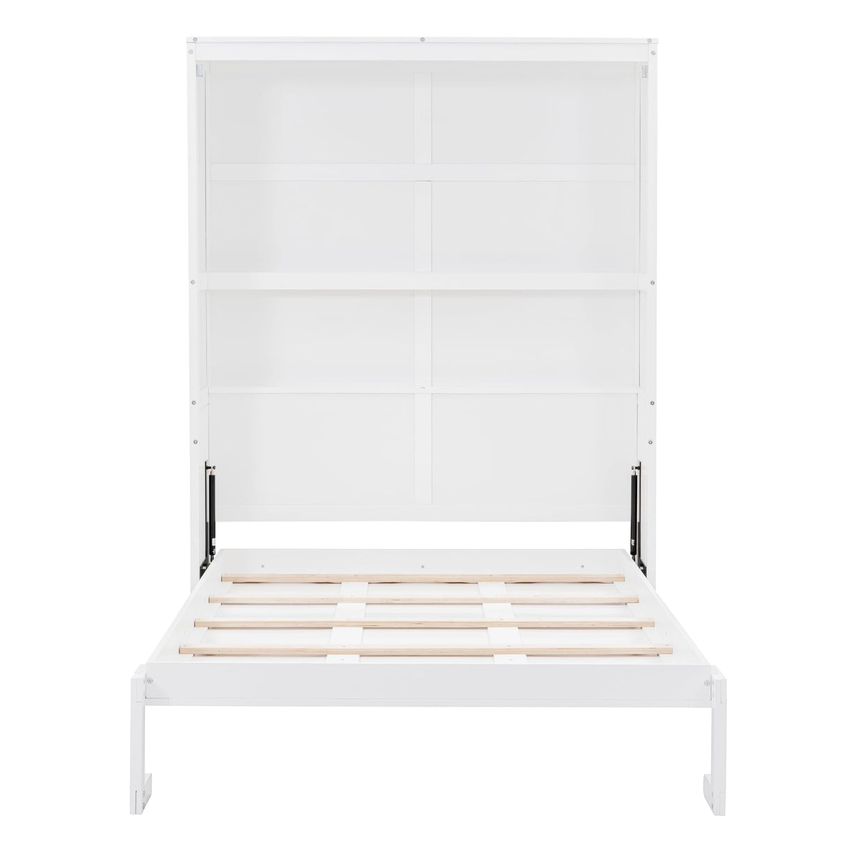 Merax Full Size Murphy Bed, Wood Full Murphy Cabinet Bed with Shelves, for Home Office or Small Room, White Merax