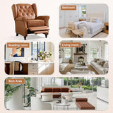 Bonzy Home Genuine Leather Pushback Recliner for Adults with Rivet Decoration, Push Back Recliner Chair with Overstuffed Cushion, Single Reclining Sofa with Button-Tufted Back for Living Room,Brown