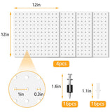 Dobures 4PCS Metal Pegboard Wall Organizer, Pegboard Storage System for Workbench, Shop, Shed Modular Peg Board Organizer Board Kit Dobures