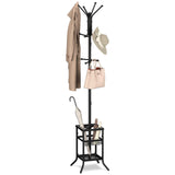 Yoobure Coat Rack Freestanding, Coat Tree with Umbrella Holder, Metal Coat Rack Stand with 12 Hooks, Modern Coat Hanger Stand for Entryway, Purse Rack Hat Rack Stand for Living Room Bedroom Office Yoobure