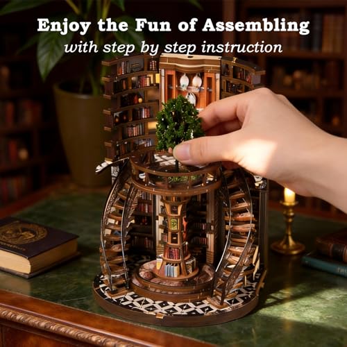 DolphinIsle Book Nook Kit for Adults Booknook DIY Miniature Library Decor Fantasy 3D Puzzle