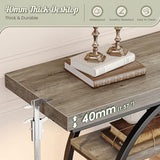 Huuger 41.3 Inch Entryway Table, Modern Console Sofa Table, Accent Table with Shelves, for Entry, Hallway, Entrance, Foyer, O-Shaped Metal Frame, Grey Huuger