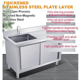 Kitchen Cabinet with Sink Laundry Sink with Cabinet Freestanding Utility Sink with Faucet Outdoor Stainless Steel Sink with Workbench and Storage Cabinet for Restaurant Laundry Room.(120x60x80cm) YHQYCGS