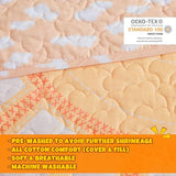 Intelligent Design Kids Twin Quilt Bedding Set, Cotton Coverlet Sun Girls Bedding Set Rainbow & Clouds Reversible Dawn Light & Breathable Sham Throw Pillow Twin Yellow/Coral 3 Piece Intelligent Design