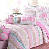 Cozy Line Home Fashions Pink Polka Dot Flower Girl 100% Cotton Reversible Quilt Bedding Set, Coverlet, Bedspread (Greta Pastel, Queen - 3 Piece: 1 Quilt + 2 Shams) Cozy Line Home Fashions