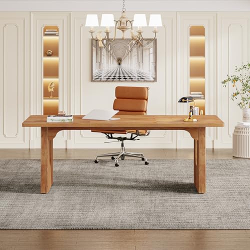 Tribesigns Modern Executive Desk, 70.9" Large Office Computer Desk, Conference Table Meeting Room Table, Simple Workstation Business Furniture for Home Office, Brown Tribesigns