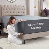 Empyrean Charcoal Grey Extra Deep Pocket King Fitted Sheet Only, Hotel Luxury King Size Fitted Sheets Easily Fits 18 to 24 Inch Mattress, Super Soft, Wrinkle-Free Bottom Sheets with Corner Straps Empyrean Bedding
