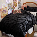 Bedsure Twin Comforter Set Black - Bed in a Bag Twin Size Bedding 5 Pieces, GentleSoft™ Pintuck Bed Set Gift for Family, Pinch Pleat Black Comforter with Sheets, Pillowcase & Sham Bedsure