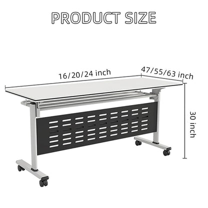 Folding Conference Table, Modern Rectangle Flip Top Mobile Seminar Training Table with Caster Wheels, baffles, Waterproof Desktop for Office Conference Room Classroom (Yellow, 63×16×30in) - WoodArtSupply