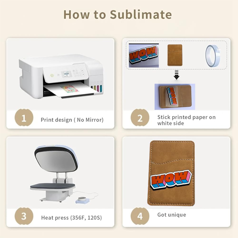 HeKimLee 10 Pack Blanks Phone Wallet Stick On for Sublimation, PU Leather Cell Phone Credit Card Holder, ID Case Pouch Sleeve with Self Adhesive Sticker for iPhone Samsung Pixel HeKimLee