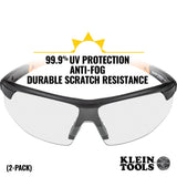 Klein Tools 60171 Safety Glasses, PPE Protective Eyewear with Semi Frame, Scratch Resistant and Anti-Fog, Clear Lens, 2-Pack Klein Tool