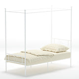 Weehom Twin Canopy Bed Frame with Headboard and Footboard, 4 Posters Metal Bed Frame, No Box Spring Needed, Mattress Foundation Platform Bed for Kids and Adults, White Weehom