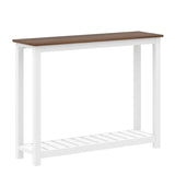 FOLUBAN Farmhouse Console Table for Entryway, Rustic Narrow Sofa Table for Living Room, Hallway, Entrance, 40 Inch, Vintage White & Walnut FOLUBAN
