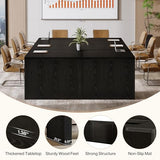 Tribesigns 12 ft Conference Table for 10-14 People, 142-Inch Rectangular Executive Meeting Table for Office, Farmhouse Sturdy Business Desk for Office Conference Room, (2, Black) Tribesigns