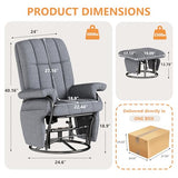 JIASTING 360° Swivel Recliner Chair with Ottoman & Double Side Pockets, Nursing Glider Rocking Recliner Chair, Gliding Chairs for Nursery, Living Room, Bedroom, Office (Gray)