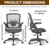 KOLLIEE Mesh Home Office Chair Ergonomic Swivel Office Desk Chair with Adjustable Lumbar Support Black Comfortable Computer Chair with Flip up KOLLIEE