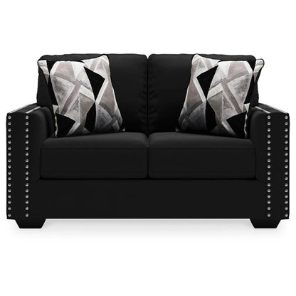 Signature Design by Ashley Gleston Glam Loveseat with Nailhead Trim, Black