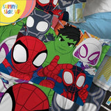 Sunny Side Up Marvel Spidey & His Amazing Friends Full Comforter Set - 7 Piece Kids Bedding Includes Comforter, Sheets & Pillow Cover - Super Soft Superheroes Microfiber Bed Set Sunny Side Up