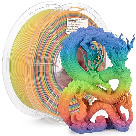 iSANMATE PLA+ 3D Printer Filament, Pla Filament 1.75mm Rainbow PLA, Color Change Filament Dimensional Accuracy +/- 0.03 mm,1 KG Spool iSANMATE